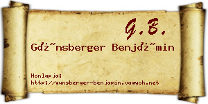 Günsberger Benjámin névjegykártya